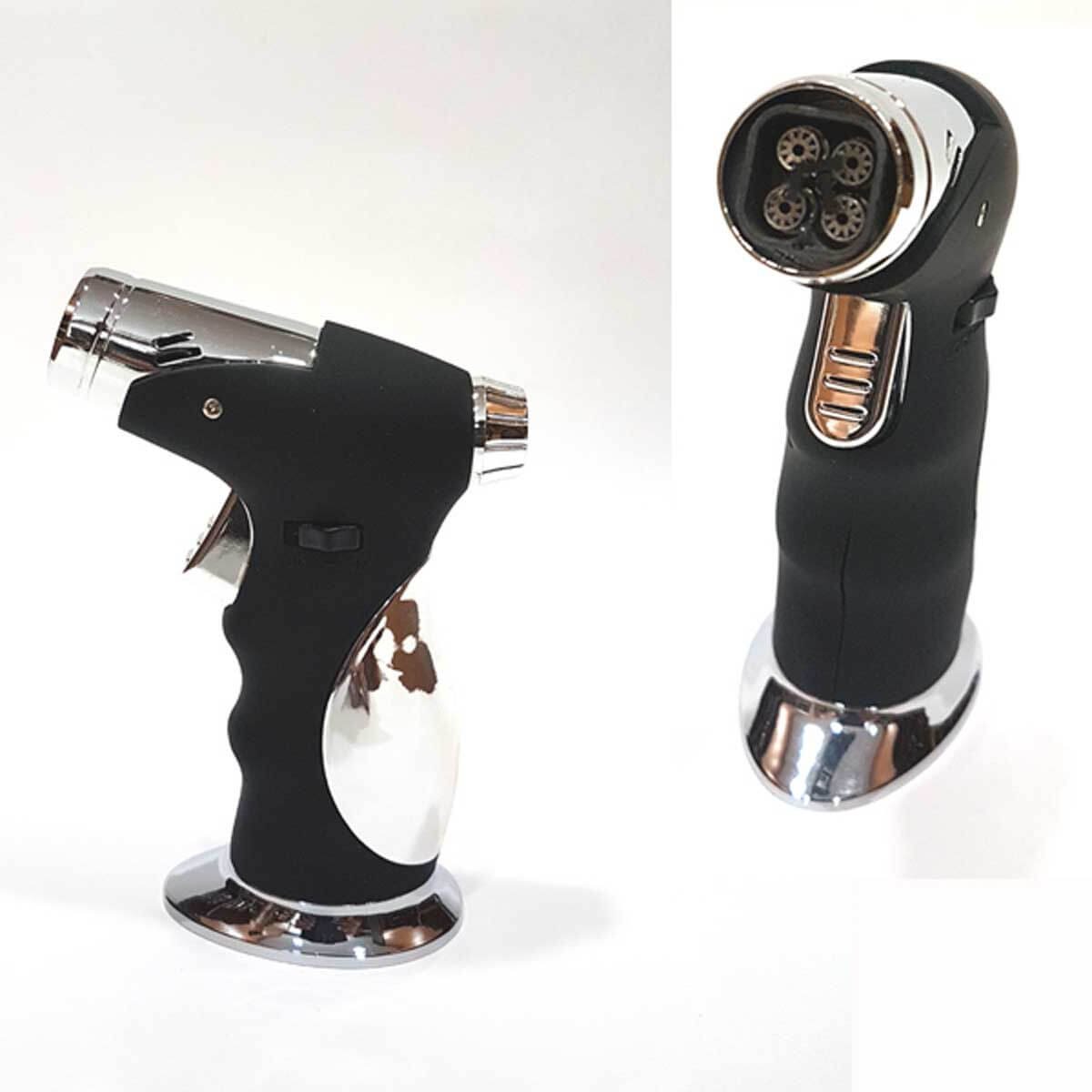 Lighter 4xJet Flame Black with Punch