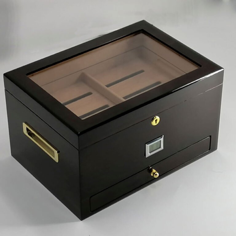 Wooden Cigar Humidor with glass top