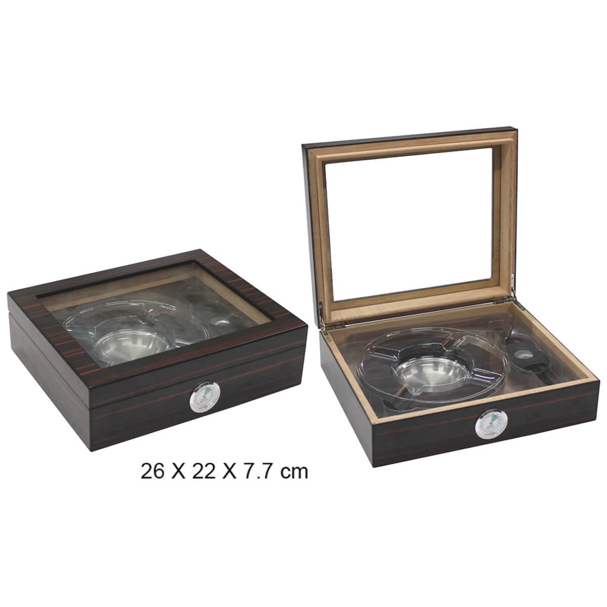 Cigar Humidor Set with glass top