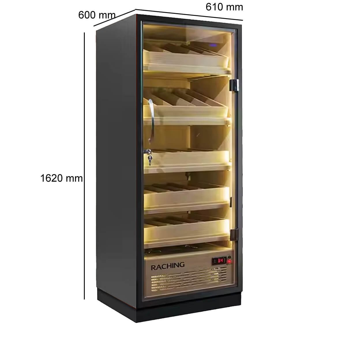 Black Cigar Humidor Electronic Cabinet Raching
