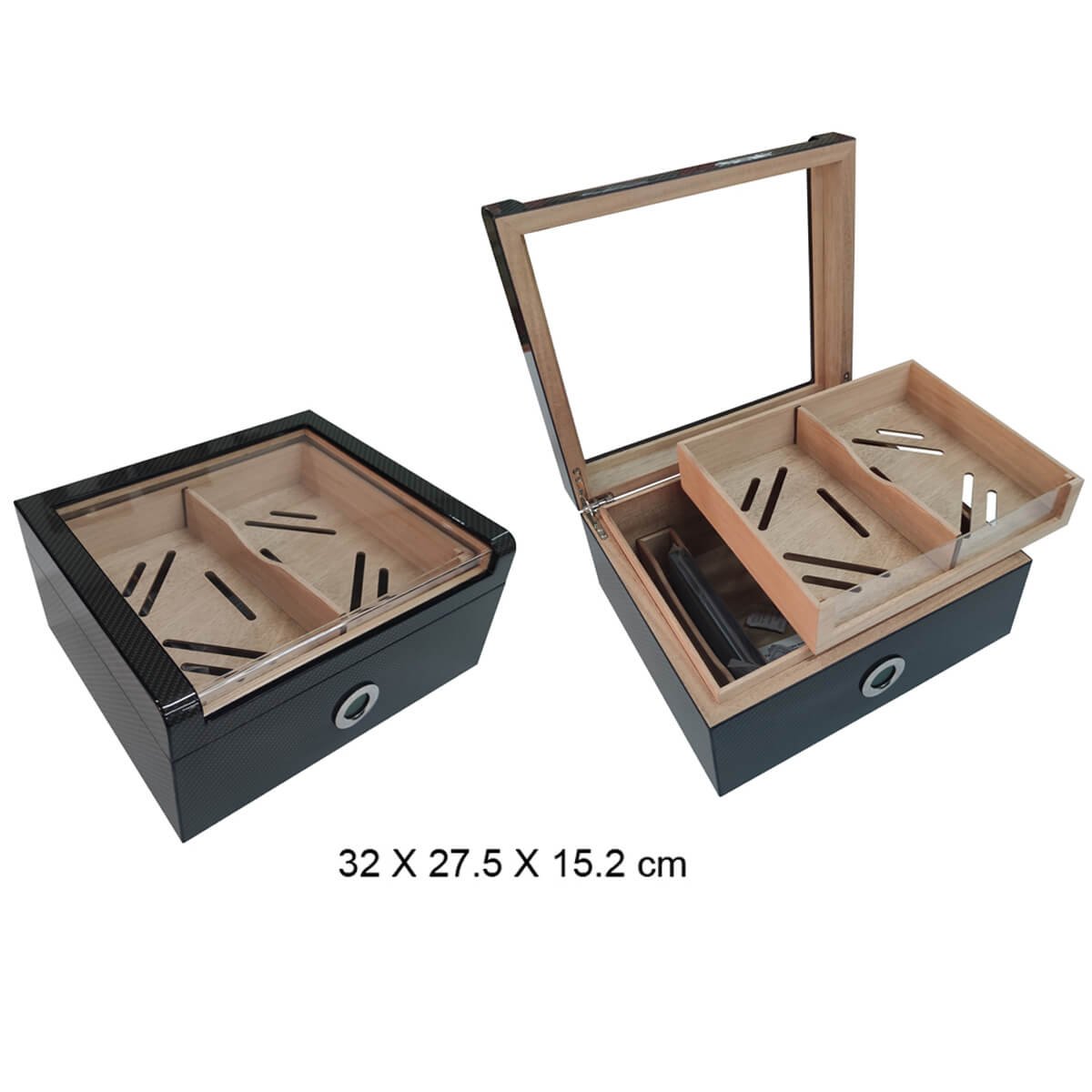 Carbon Humidor with glass top
