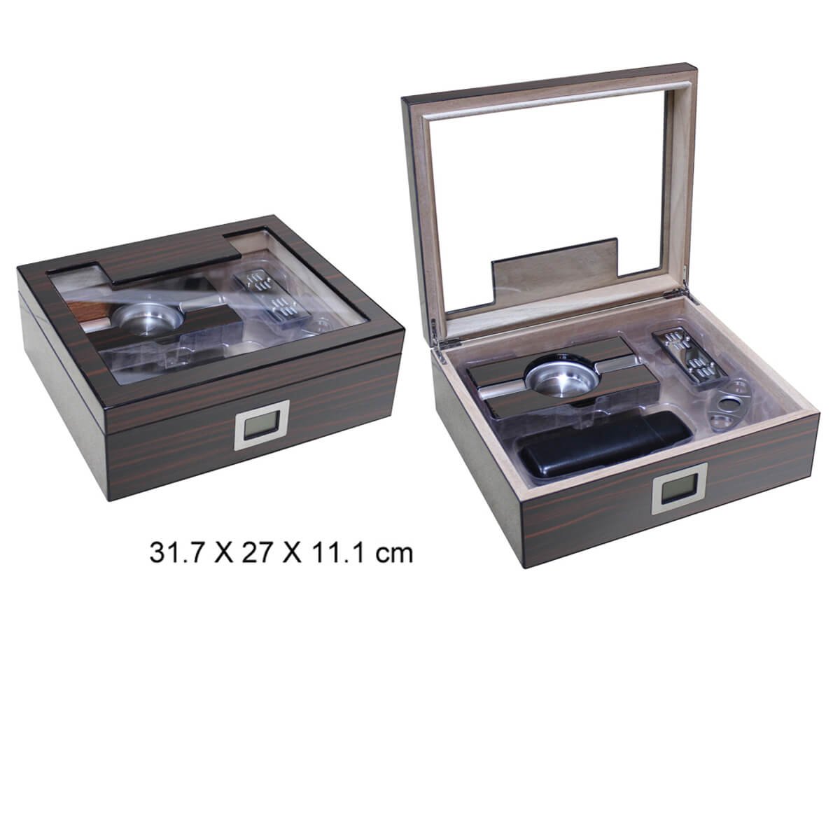 Cigar Humidor Set with glass Top