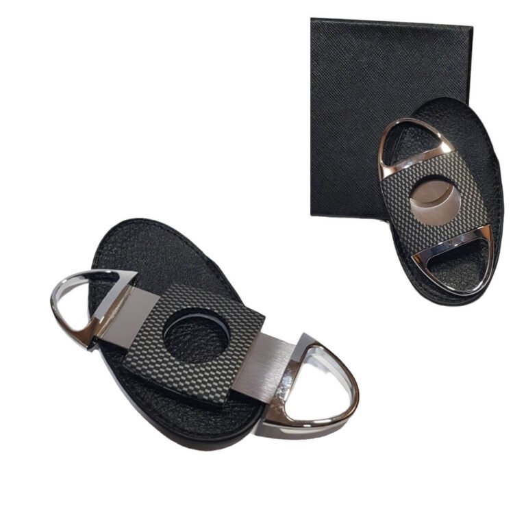 Silver Cigar Cutter Carbon Design Ring