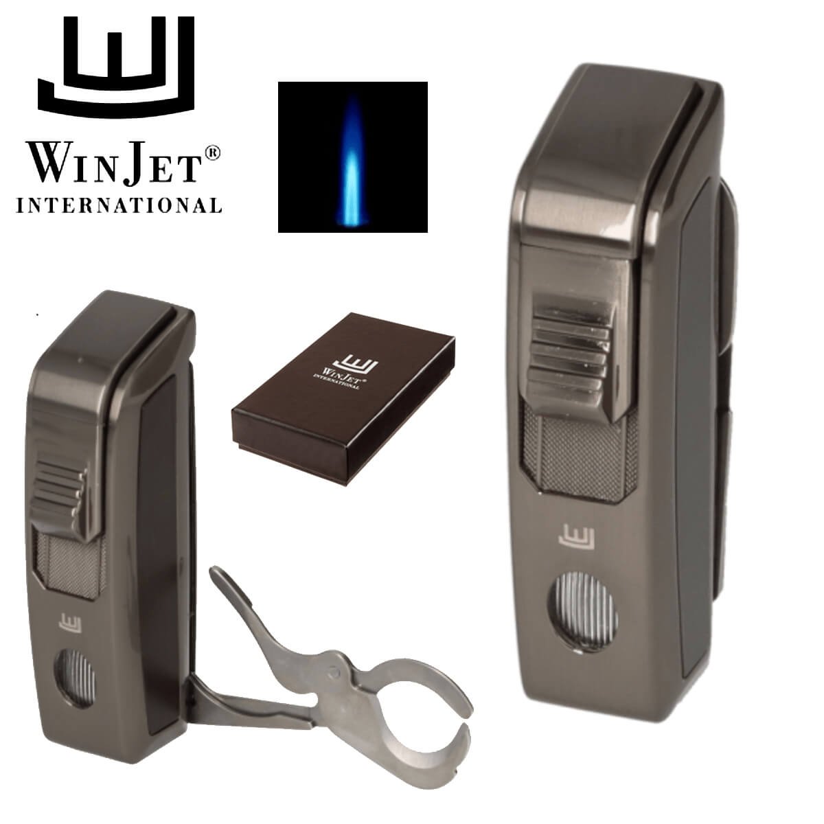 Winjet Lighter 1xJet Grey With Scissors