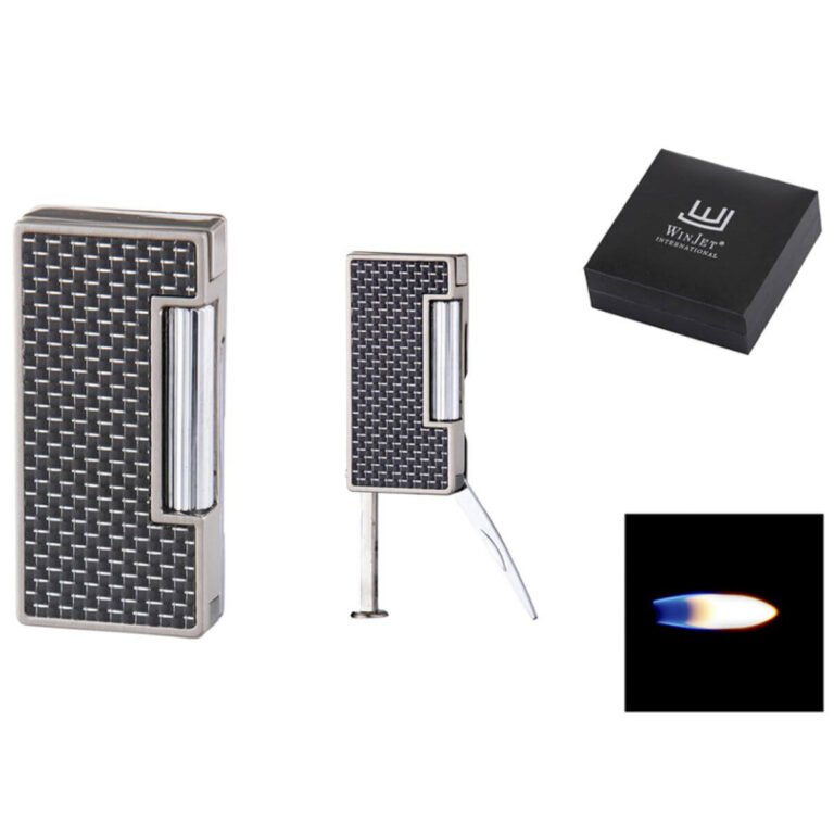 Winjet Pipe Lighter Buchs Flint Black with carbon finish