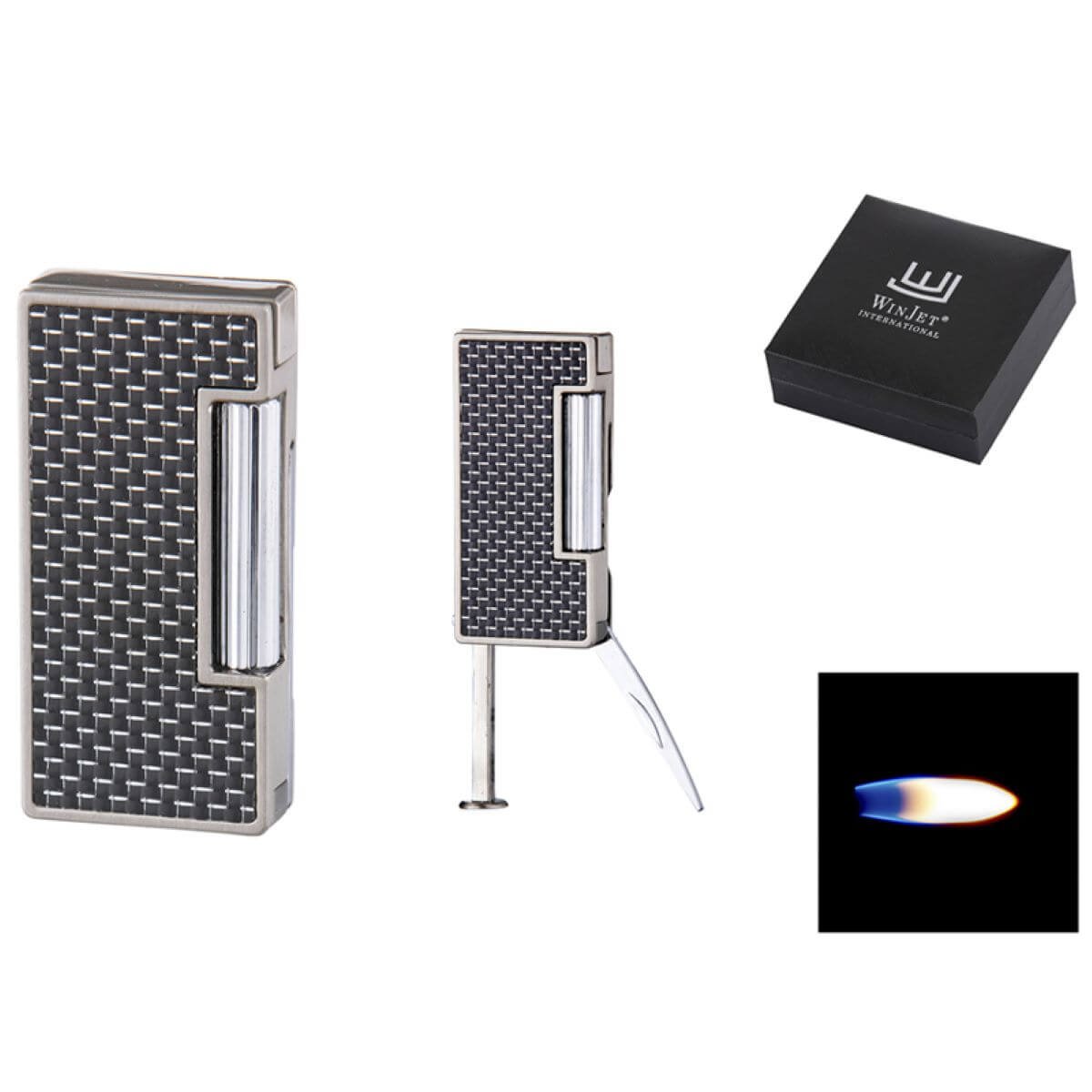 Winjet Pipe Lighter Buchs Flint Black with carbon finish