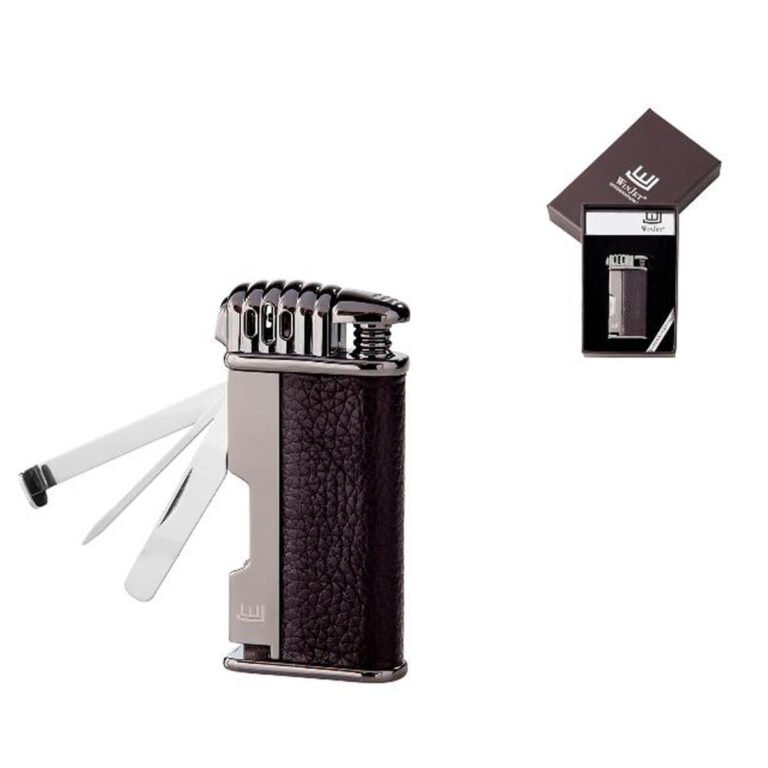 Winjet Pipe Lighter with Tools Black/Leather