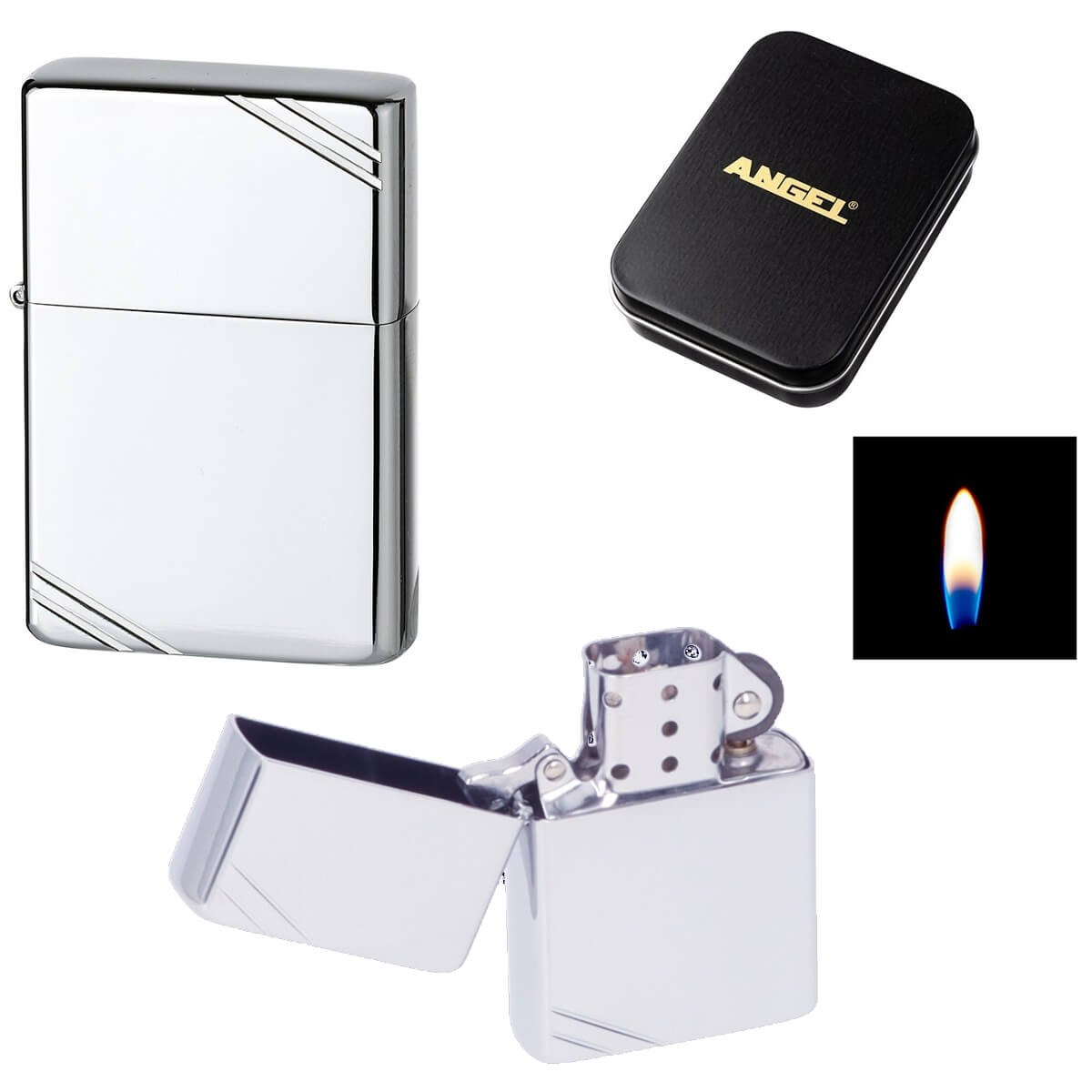 Angel Oil Lighter type Zippo Flame Chrome
