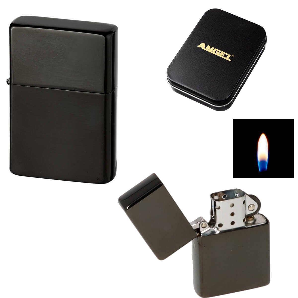 Angel Oil Lighter type Zippo Flame Black