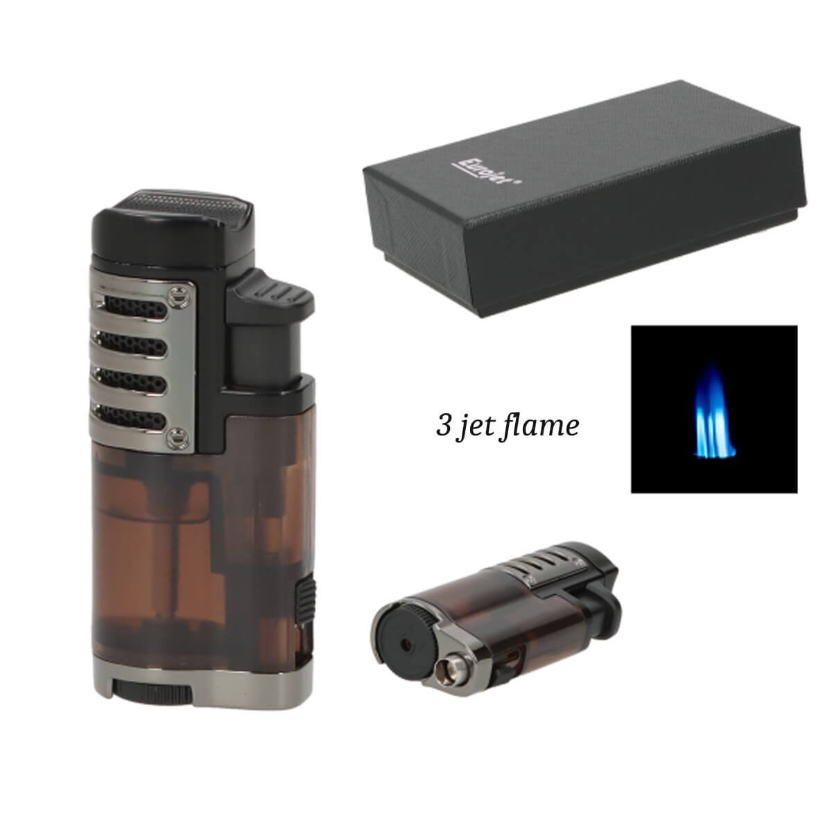 Eurojet lighter 3xJet Brown With Cigar Punch