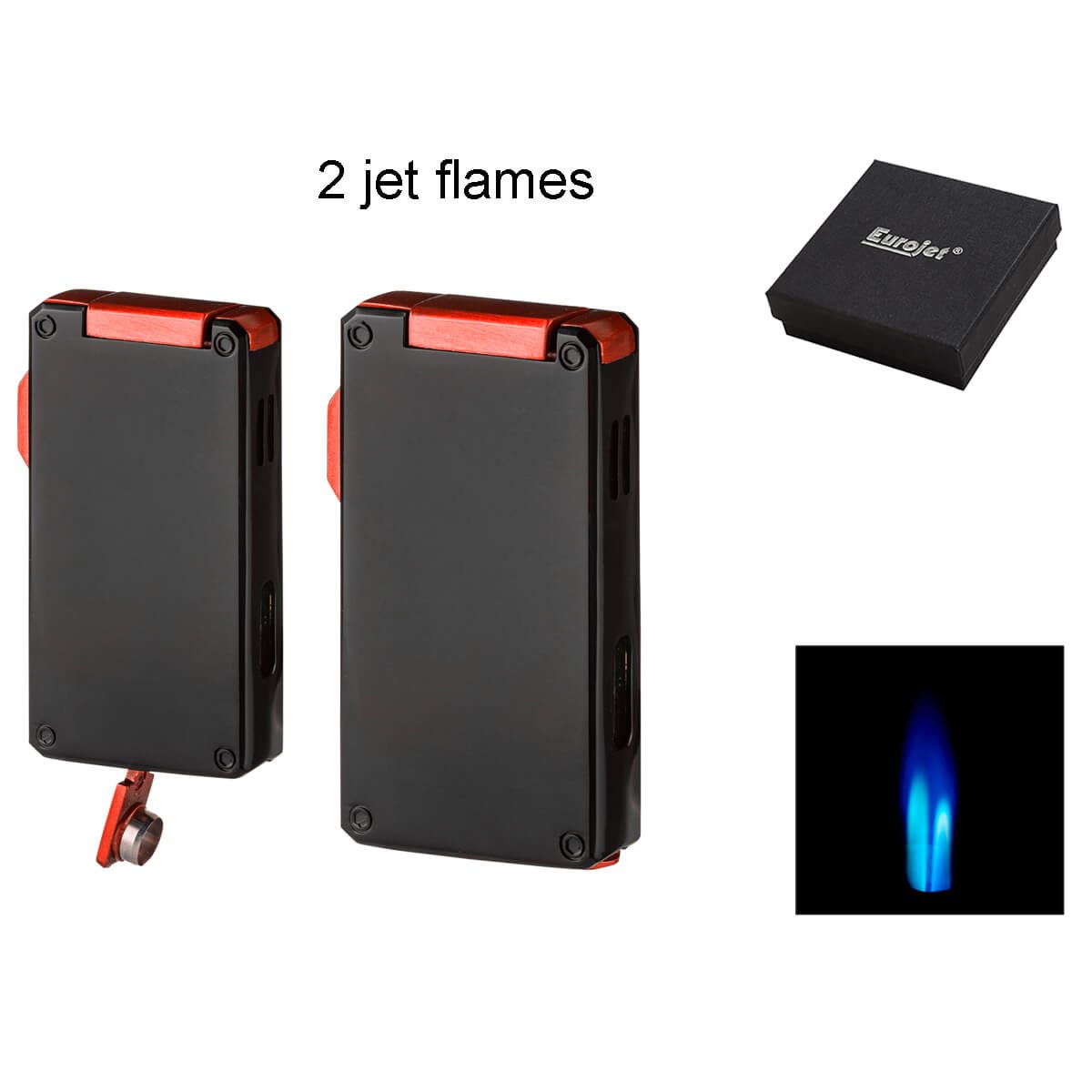 Eurojet Lighter 2xJet Cigar Punch Black-Red