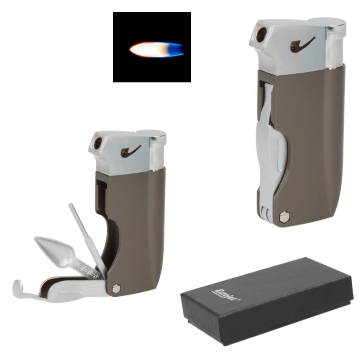 Eurojet Pipe Lighter Grey/Silver With Tools