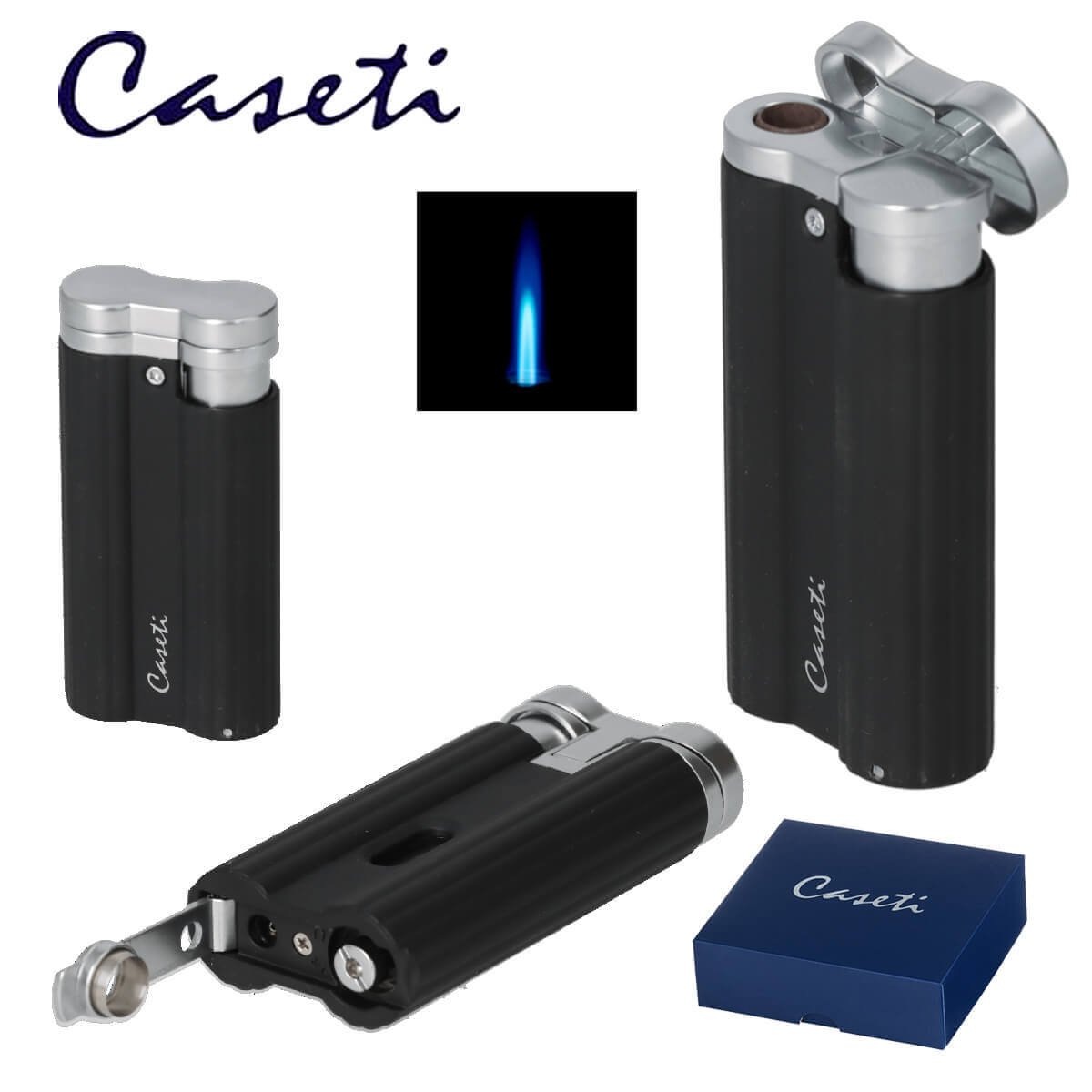 Caseti Lighter 1xJet Black Matte/Chrome & Punch