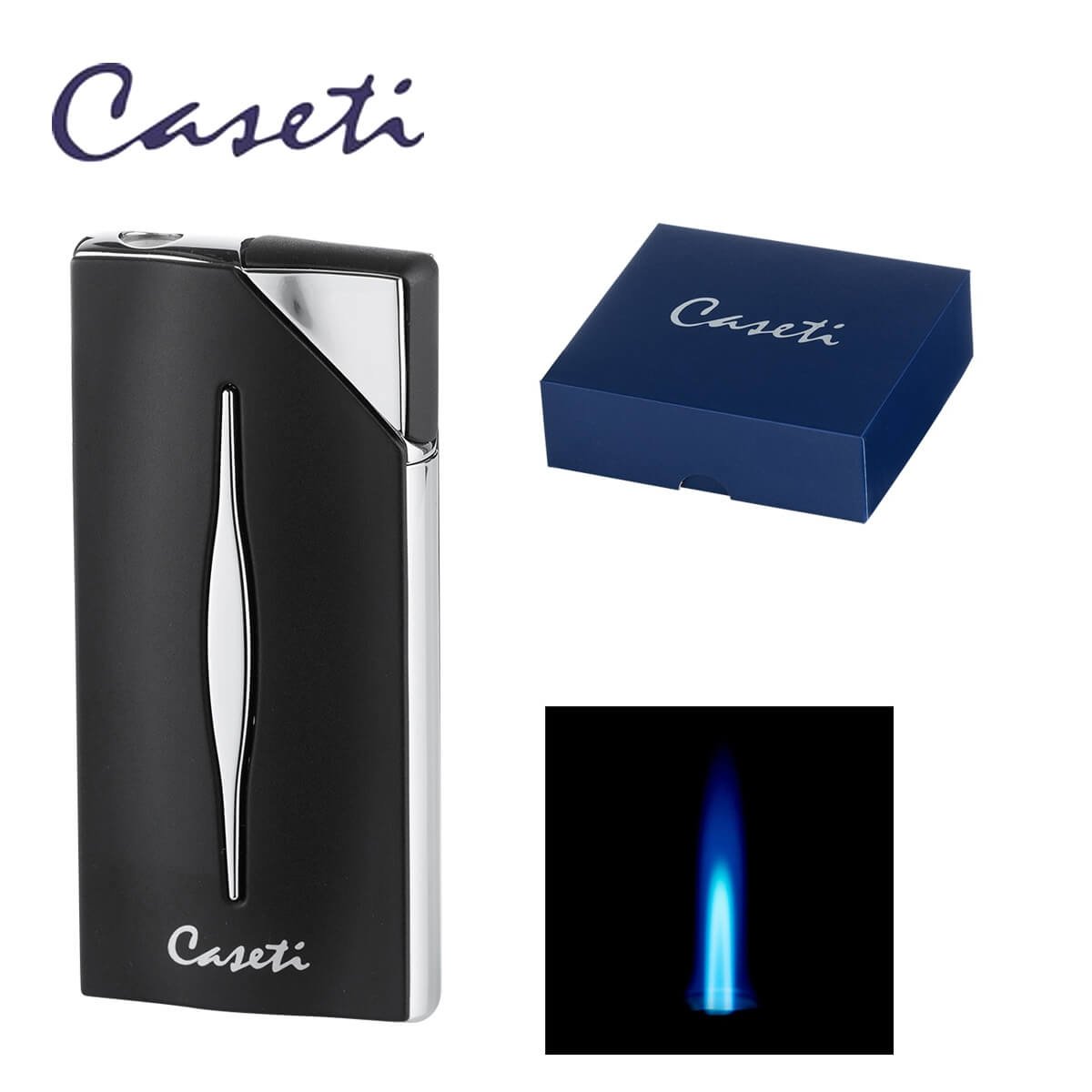 Caseti Lighter Single Jet Flame Black Matte