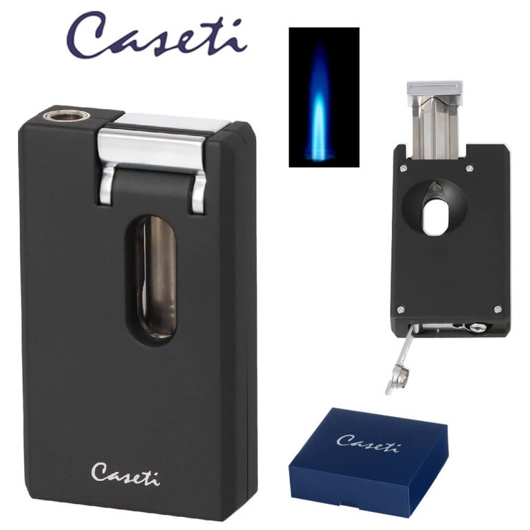 Caseti Lighter Soft Jet Flame Black Matte With V- cutter & Punch