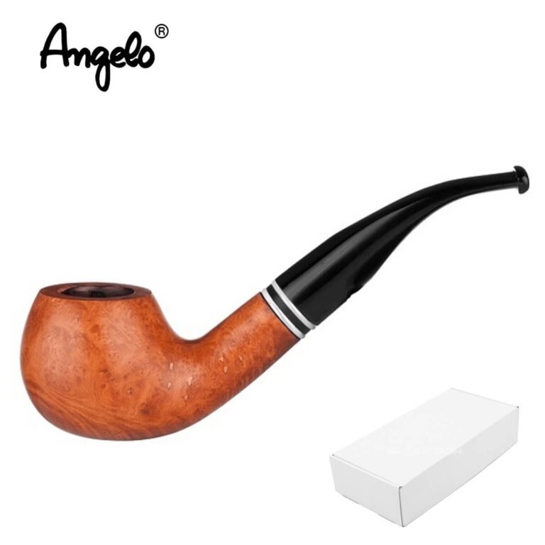 Angelo Smoking Pipe Light Brown-Black Double Silver Ring 9mm