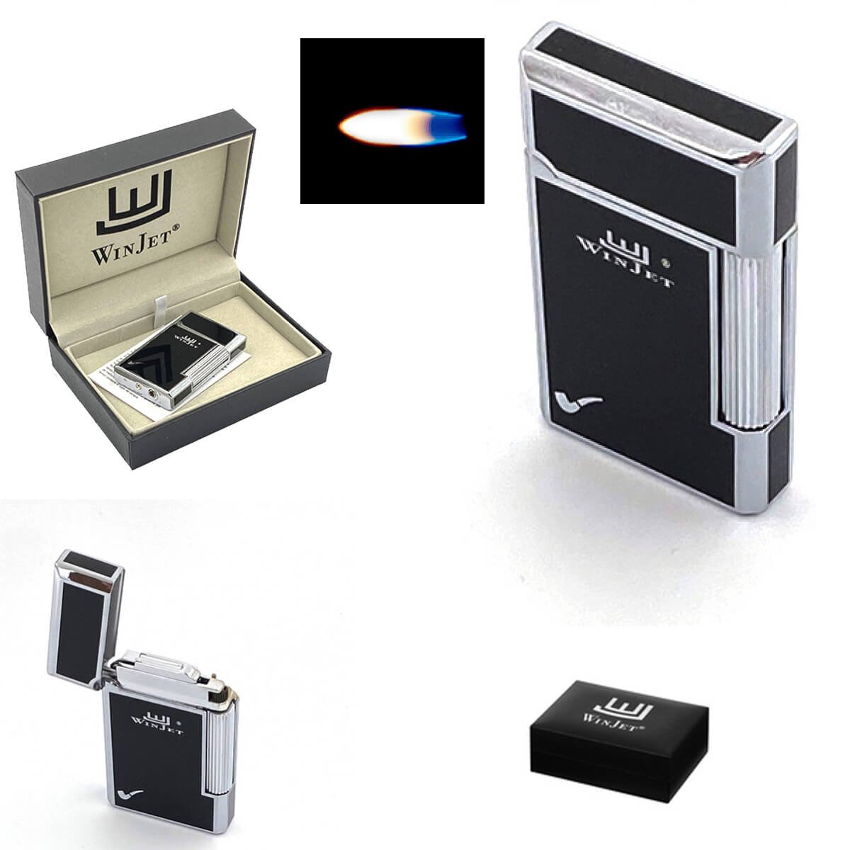 Winjet Pipe Lighter Classic Flint Black