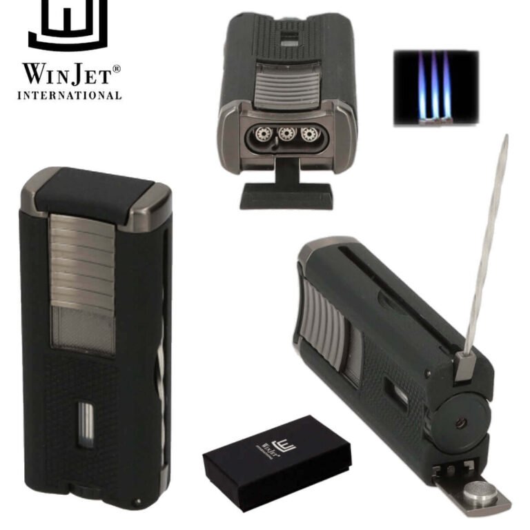 Winjet Cigar Lighter 4xJet Black/Grey With Punch & Draw Tool
