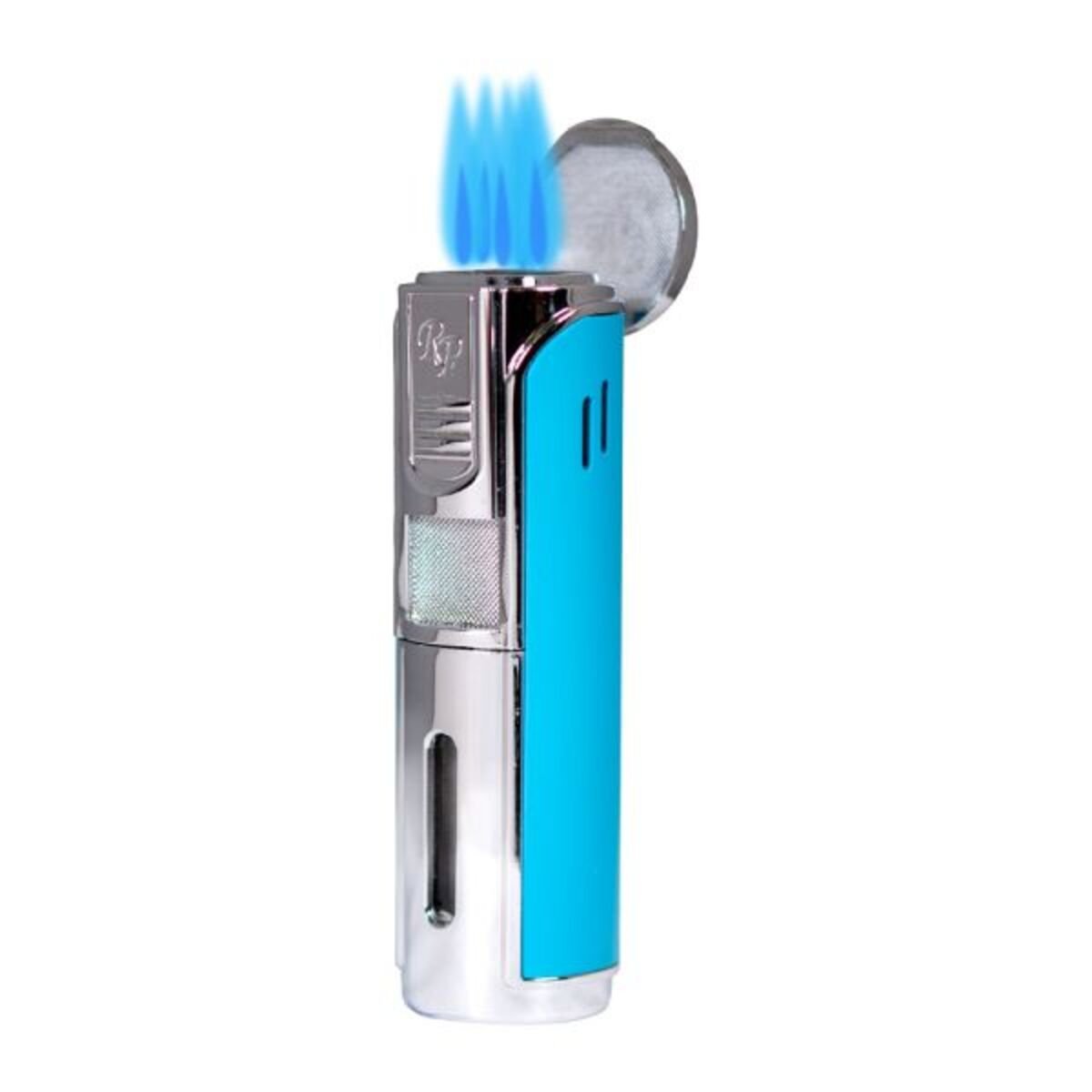 Rocky Patel Envoy Cigar Lighter 5xJet Chrome- Soft Touch Sky Blue & Punch