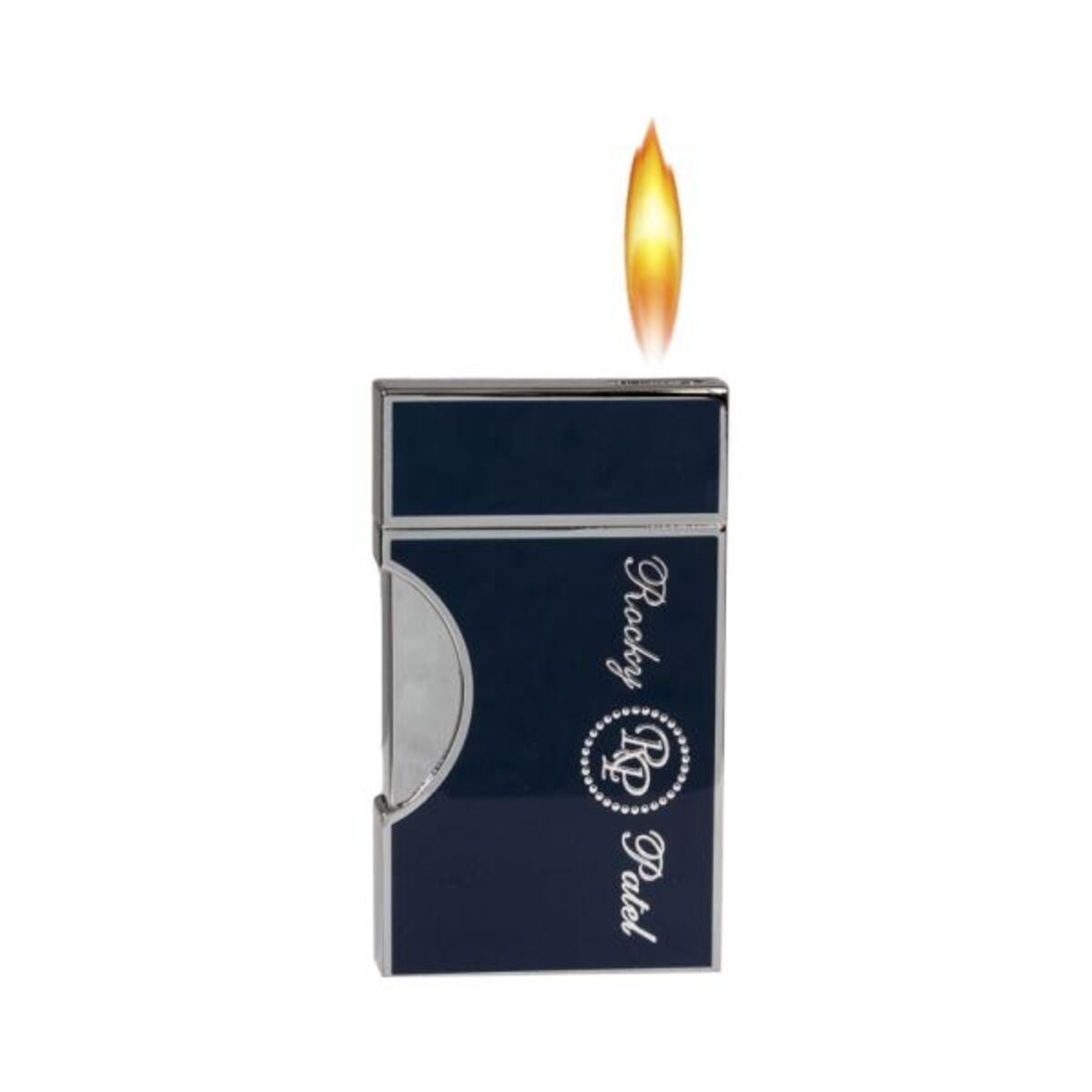 Rocky Patel Crest Cigar Lighter Single Flame Navy Blue-Chrome