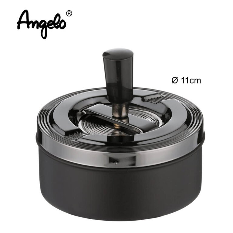 Angelo Spinning Metal Cigarette Ashtray Black-Grey 11cm