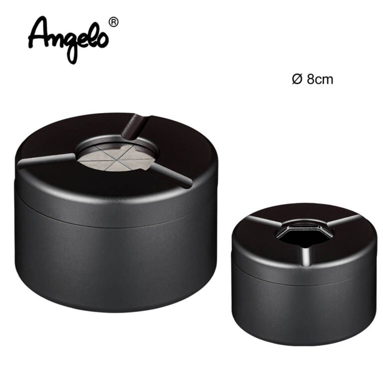 Angelo Aluminum Cigarette Ashtray Black 8cm