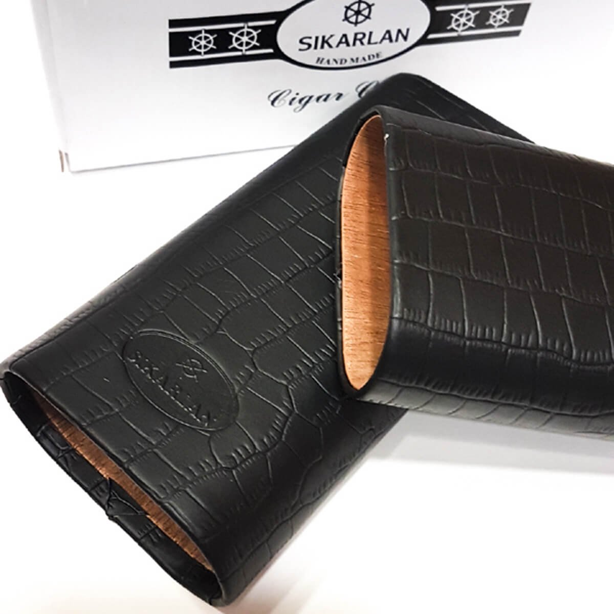 Sikarlan Croco Leather Cigar case for 3 cigars