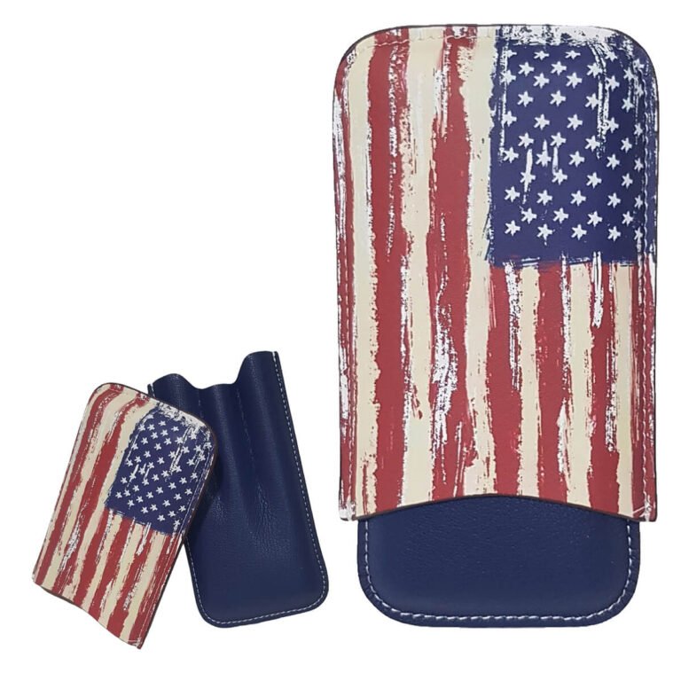 Leather Cigar Case USA flag