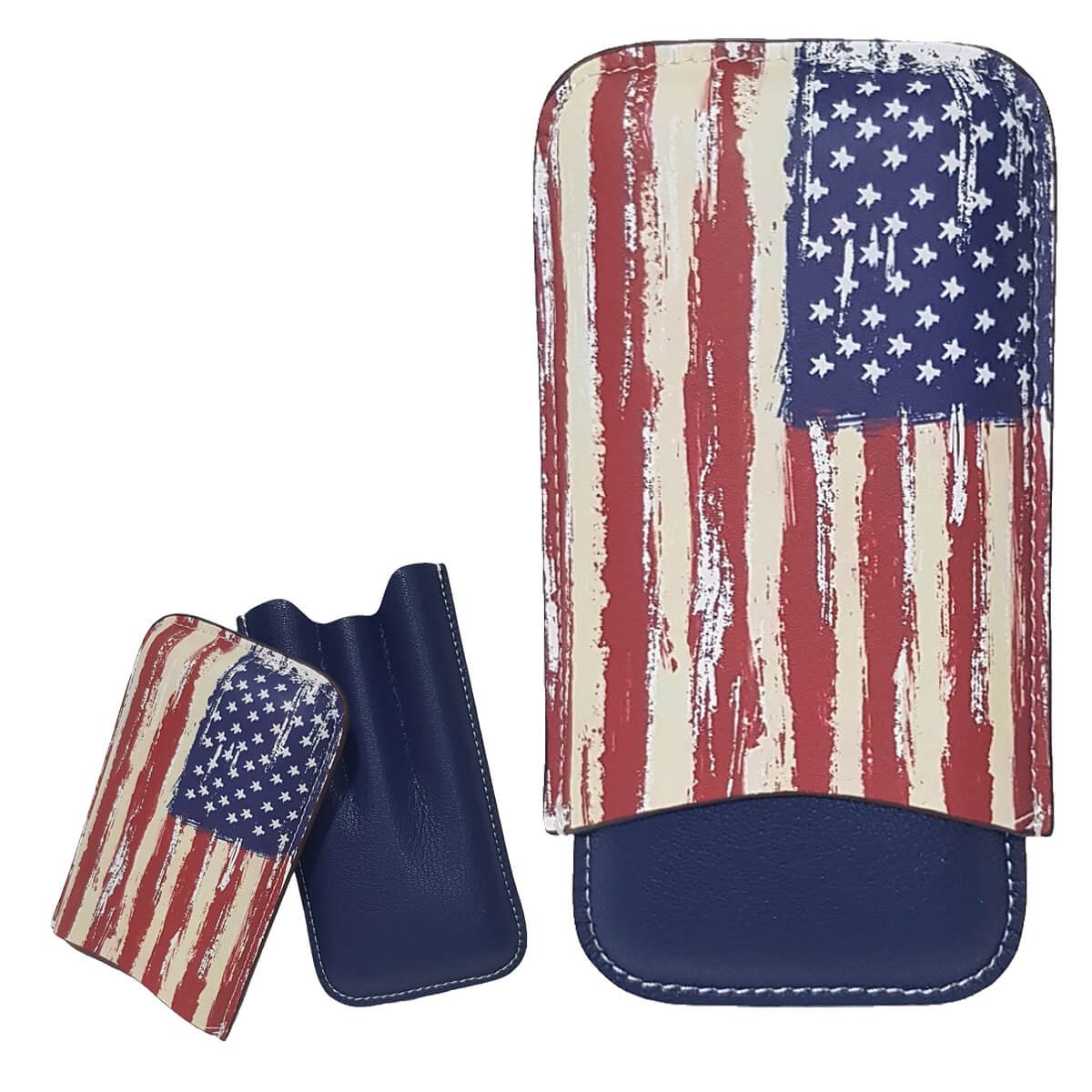 Leather Cigar Case USA flag