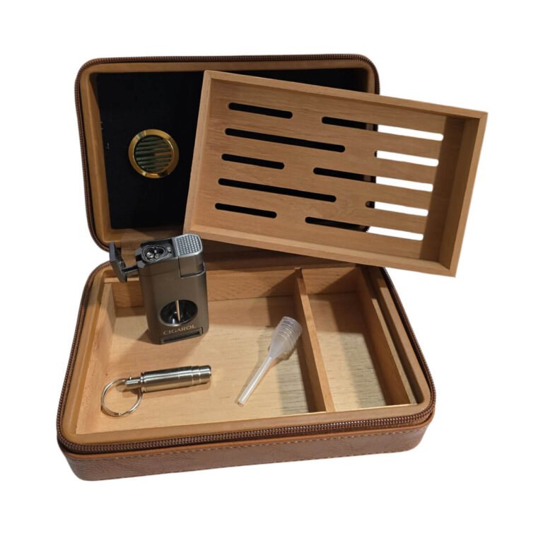4048-BR Brown Leather Travel Humidor