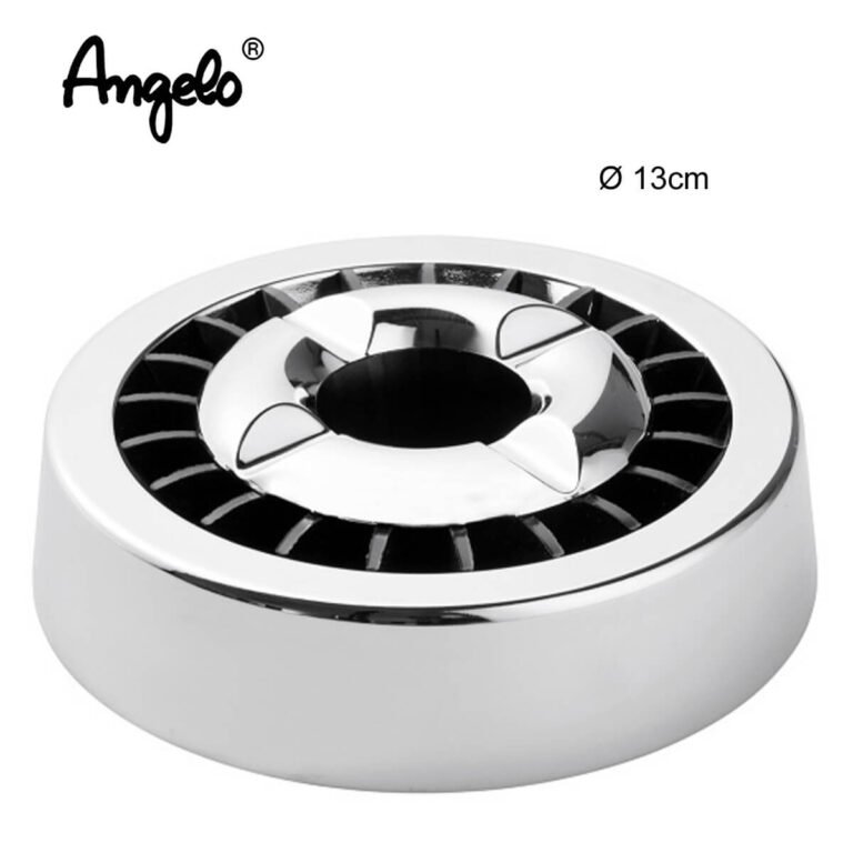 Angelo Roulette Cigarette Ashtray Metal-Plastic Black-Silver 13cm