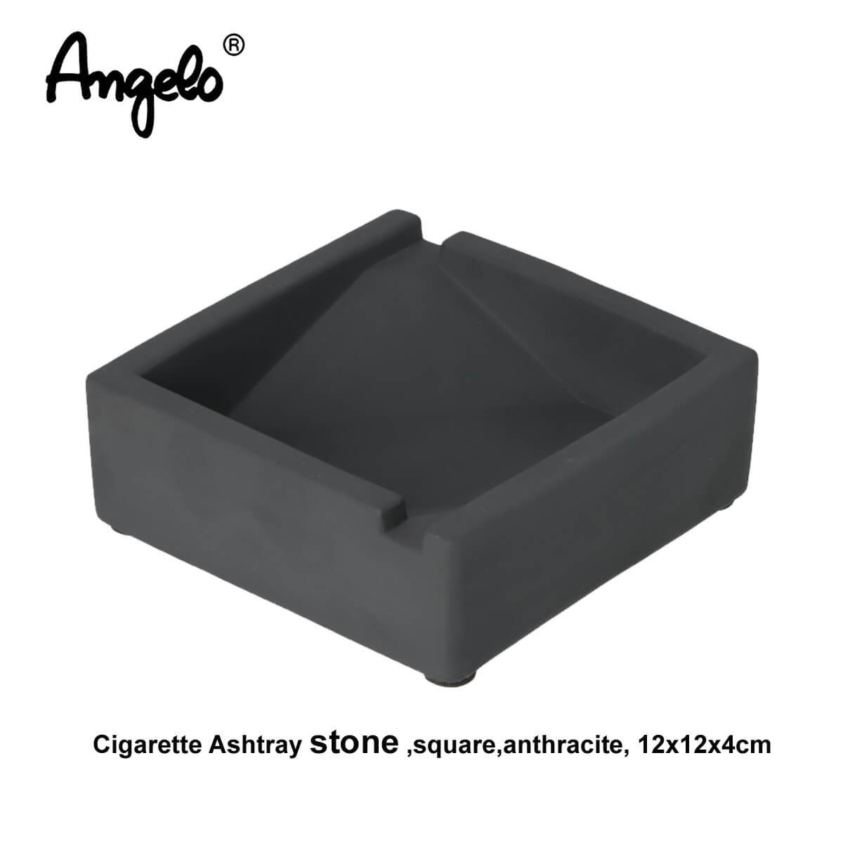 Angelo Cigarette Stone Ashtray Black 2 Slots