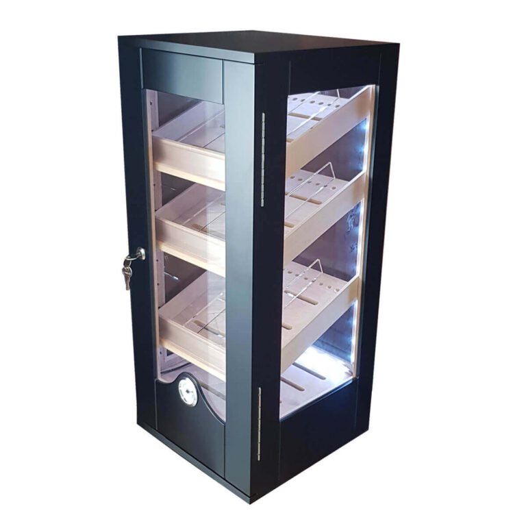 Humidor with led lights on cabinet, analog