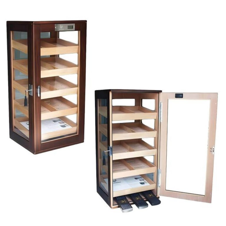 Cigar Humidor Brown With Digital Hygrometer