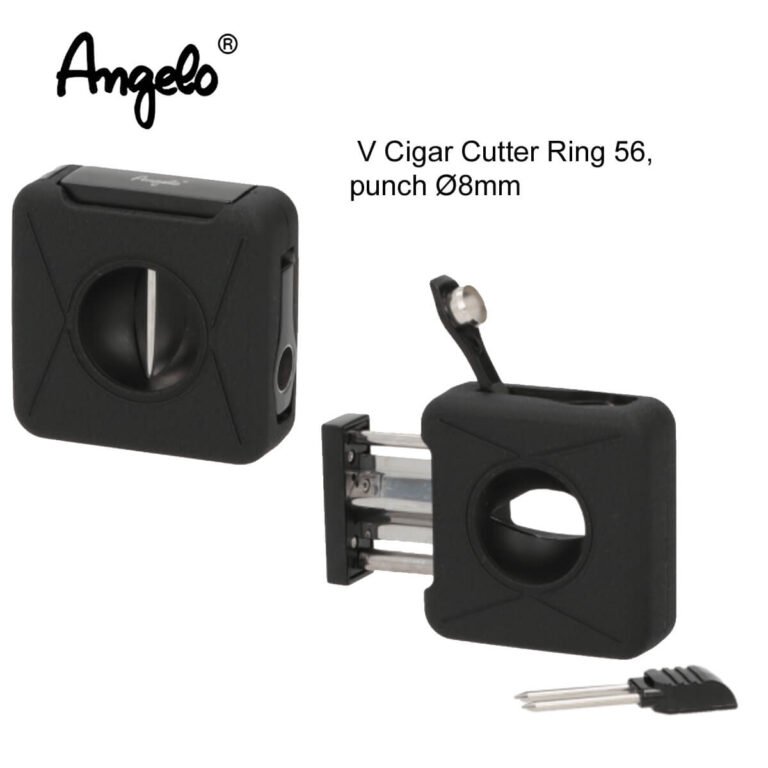 Angelo Cigar Cutter V-Cut & Punch Black