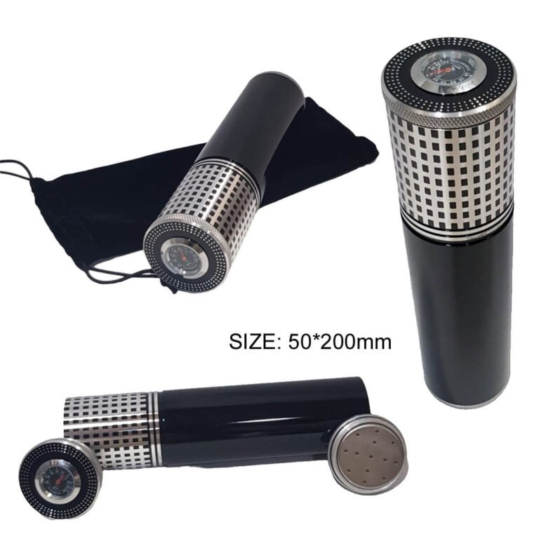 Metal Travel Humidor Tube Black,