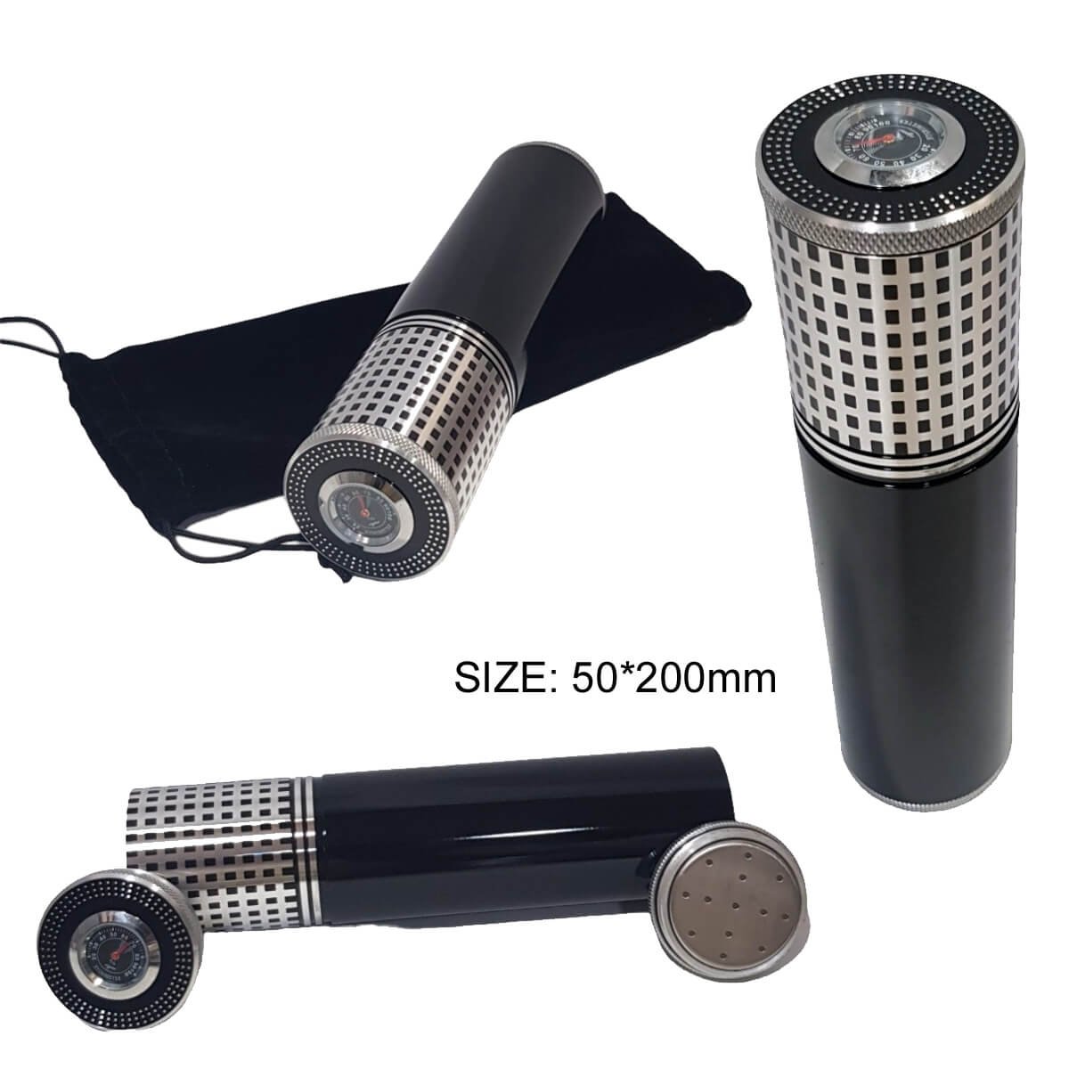 Metal Travel Humidor Tube Black,