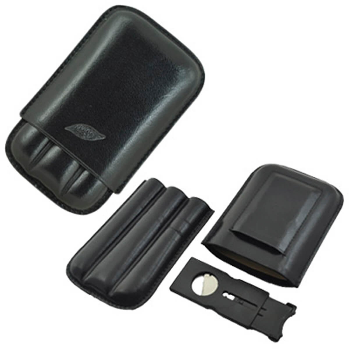 592-Cigar Case with cutter for 3 cigars,