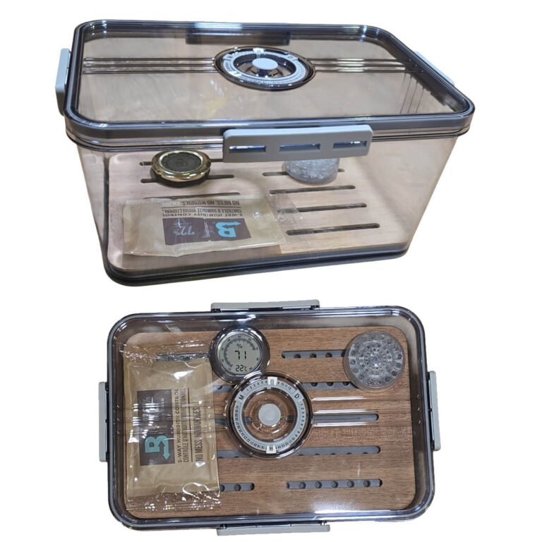 Plastic Humidor 15cm Height With Digital Hygrometer & Boveda