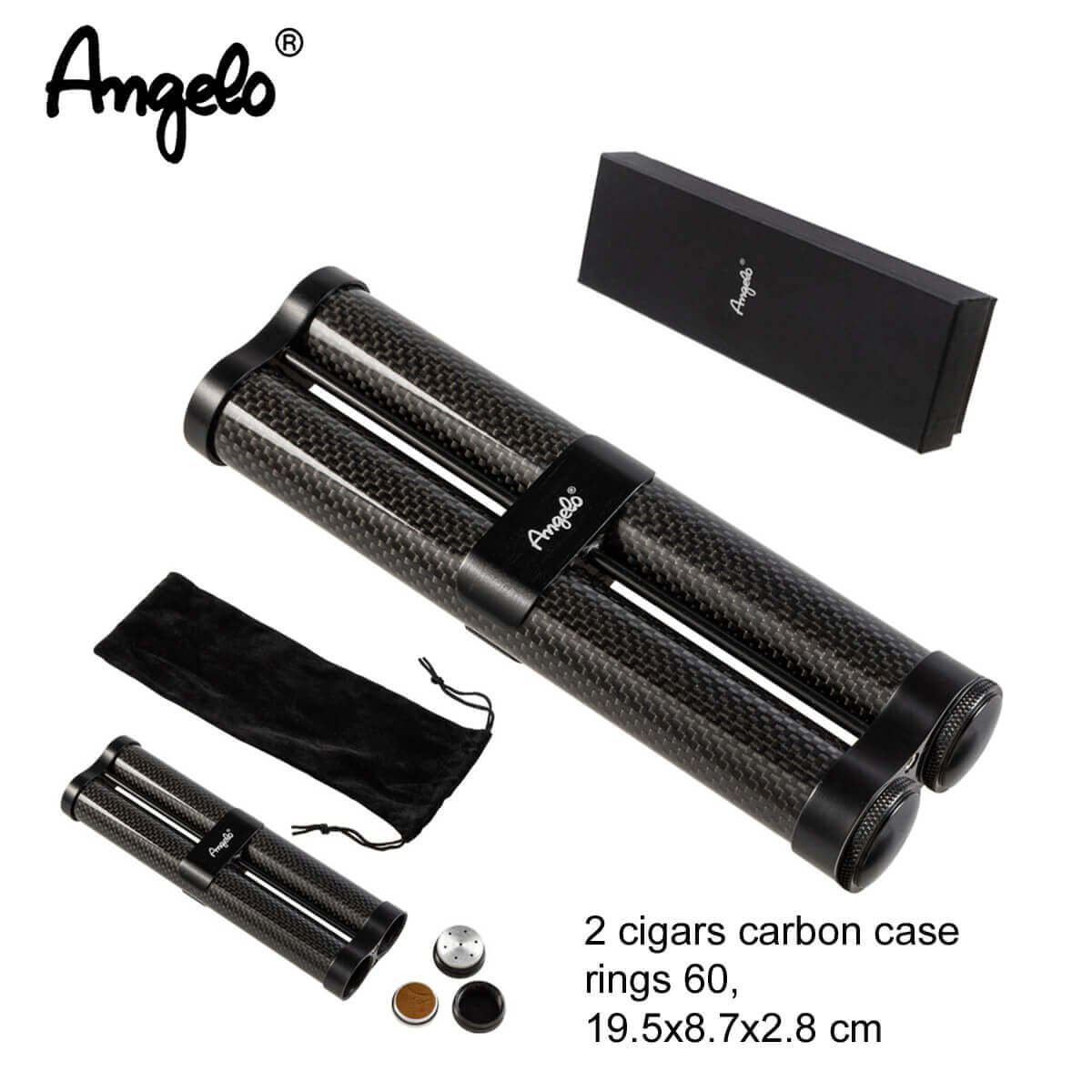 Angelo Carbon Cigar Case 2 Slots