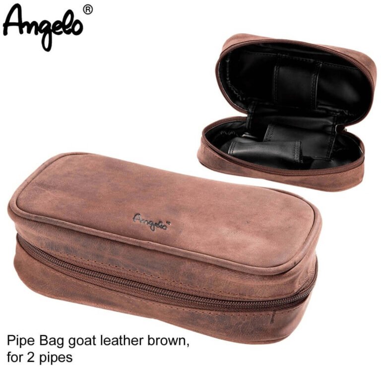 Angelo Leather Pipe Case Brown