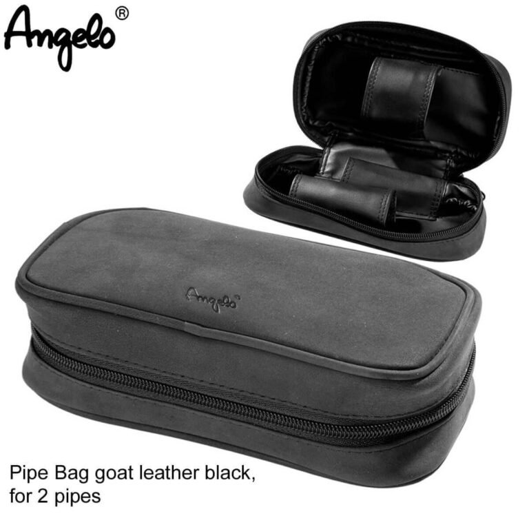 Angelo Leather Pipe Case Black