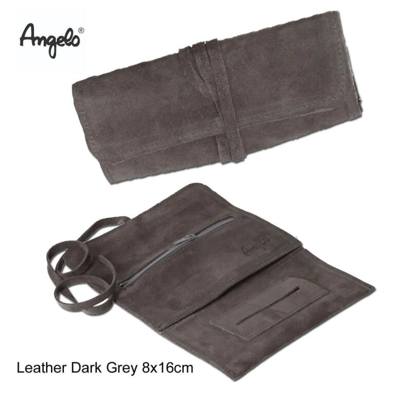 Suede Leather Tobacco Pouch Grey with String 16cm