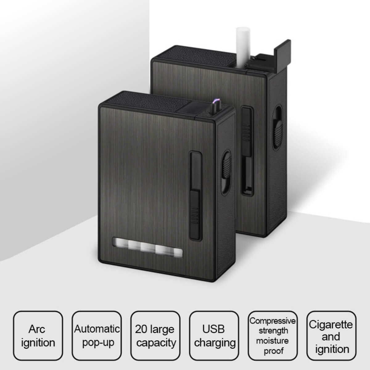 single black cigarette case-lighter /GG