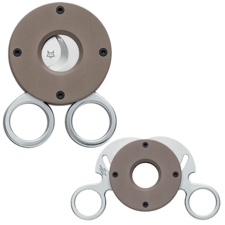 743 Fox Circle Cigar Cutter Steel Sandvik 12C27 Satin Blade Alluminium Bronze